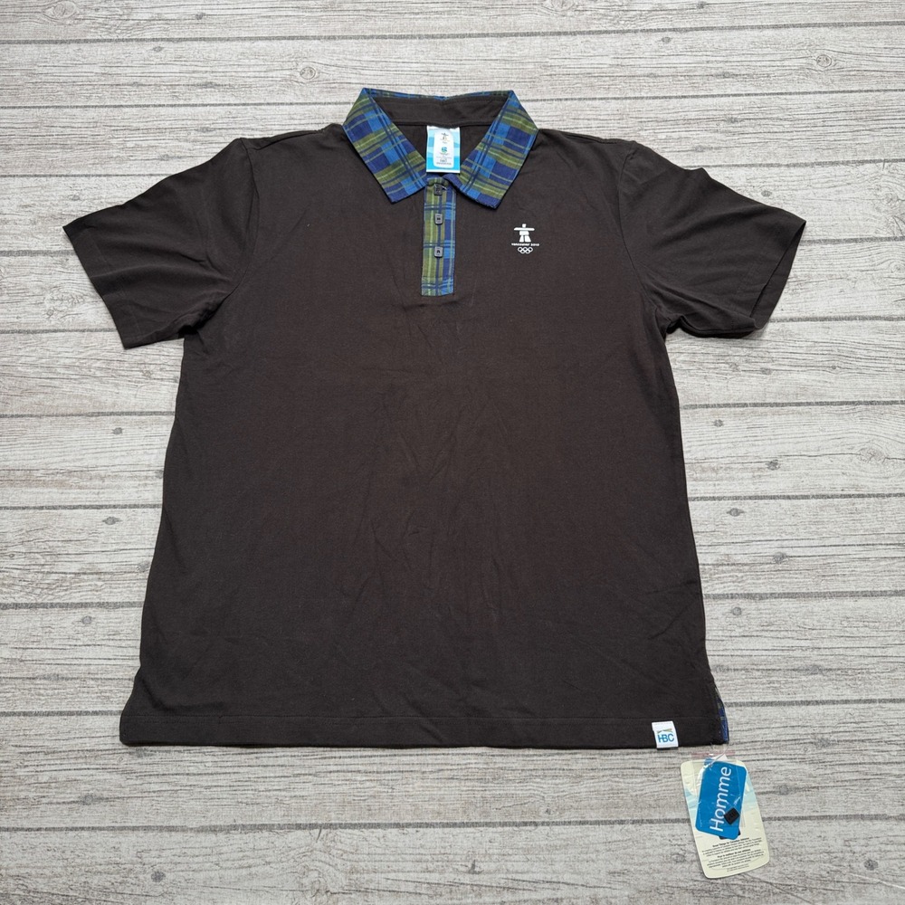 NEW Hudson's Bay Company Polo Shirt Men's Medium Brown Vancouver 2010 Olympic